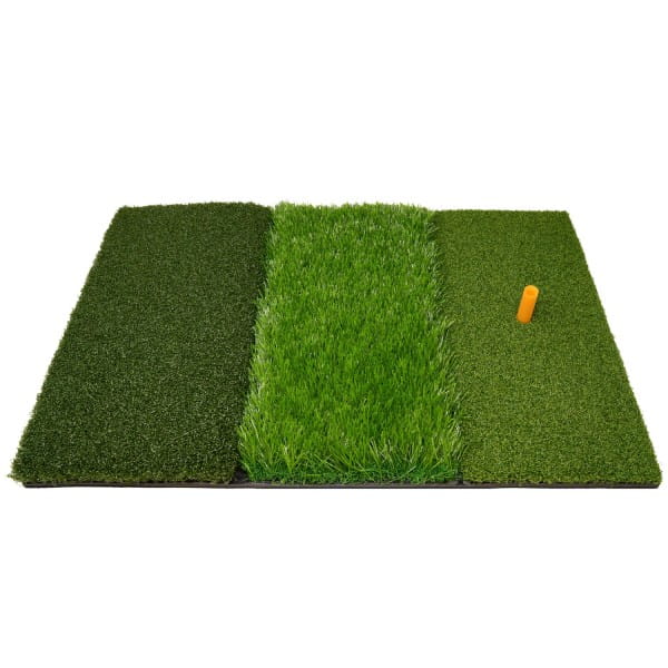 ON PAR Tapis de Frappe Tri-Turf et tee en caoutchouc – Entraînement Réaliste sur Trois Surfaces
